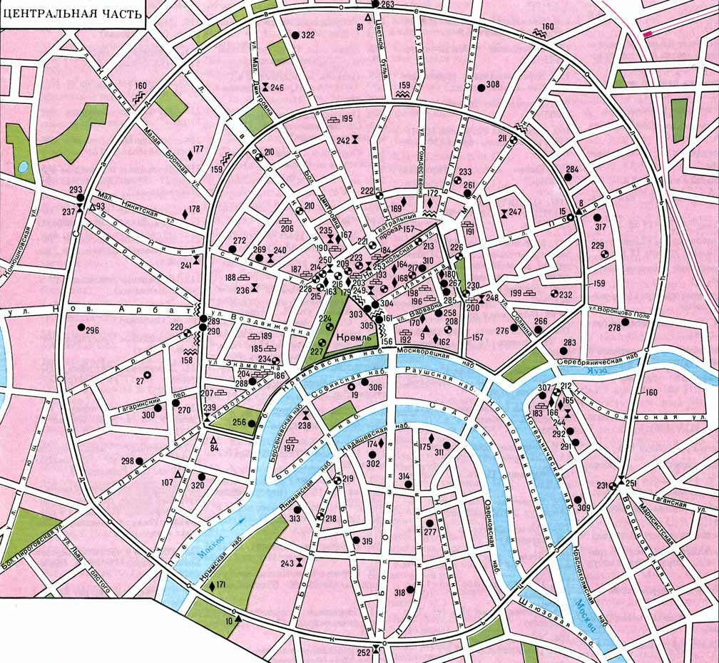 Археологическая карта. Москва, центральная часть.